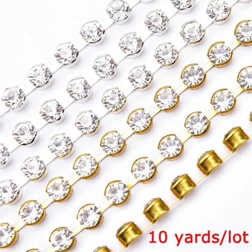 Galon strass cristal haut de gamme avec base argentée de 9m - 3