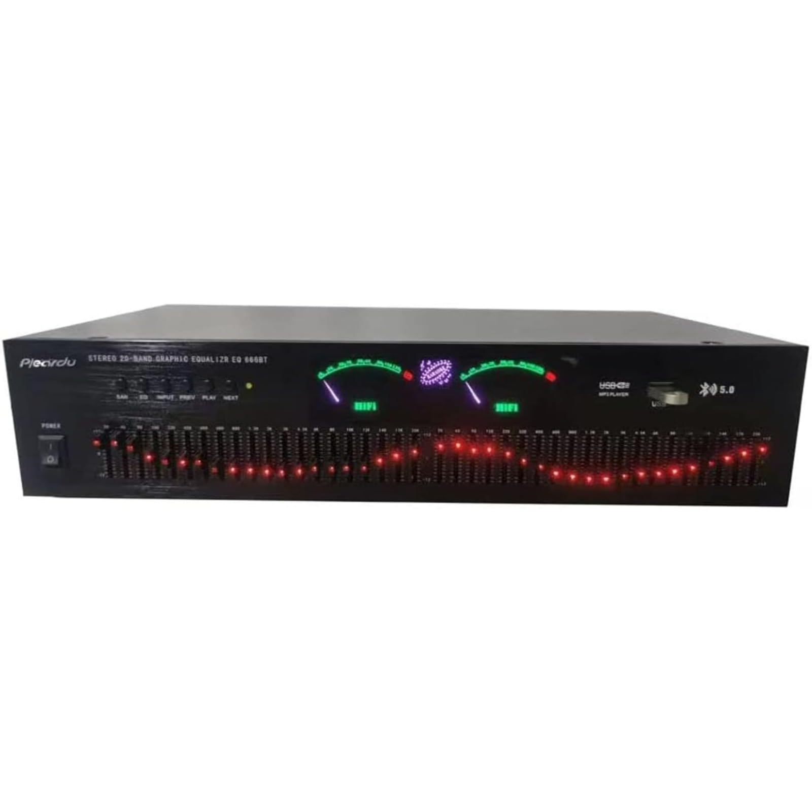 Korektor efektów stereo, bezstratny kontroler efektów stereo, korektor korektora Hi-Fi, korektor graficzny do wysokiego/średniego/basu (czarny, EQ-666)
