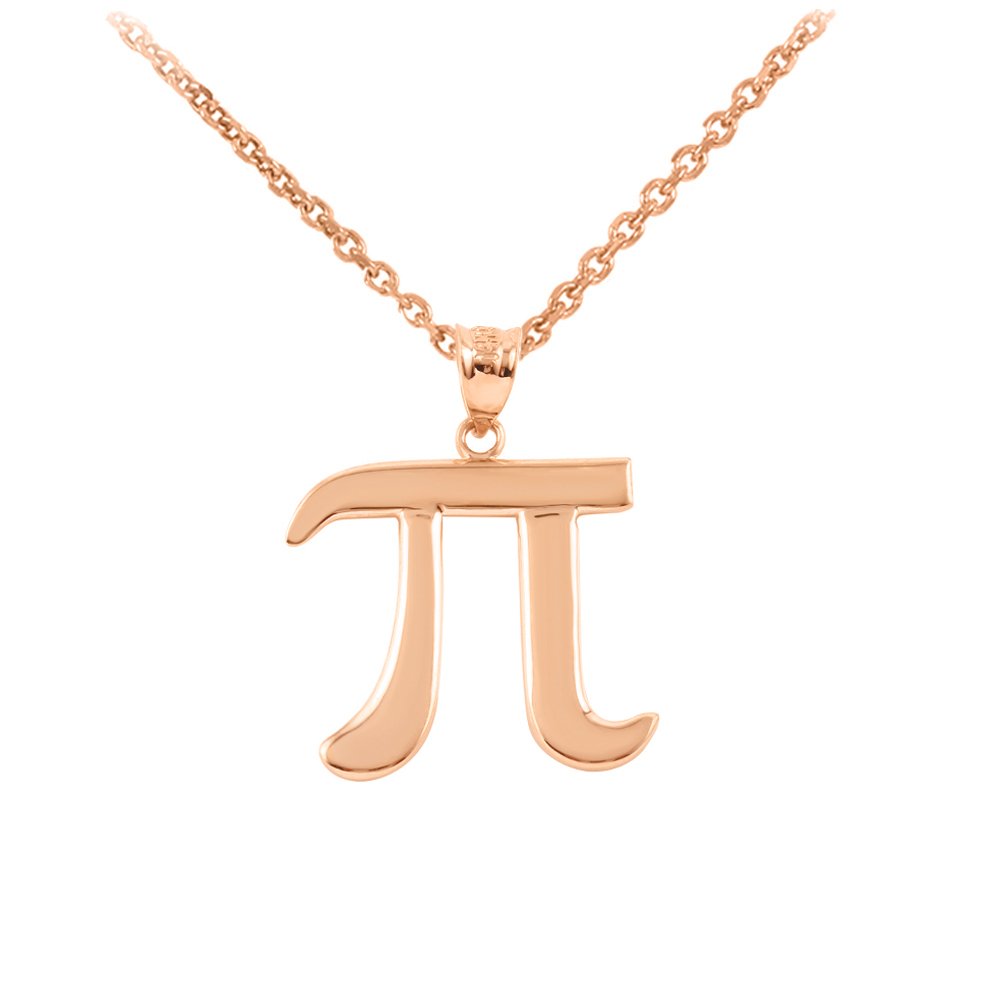 10k Rose Gold Mathematical Pi Symbol Pendant Necklace