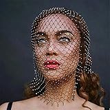 Zoestar Sparkly Crystal Face Veils Mesh Rhinestone Head Cover Chain Hollow Music Festival Masquerade Masks Costume Party Outfits Face Jewelry for Women and Girls
