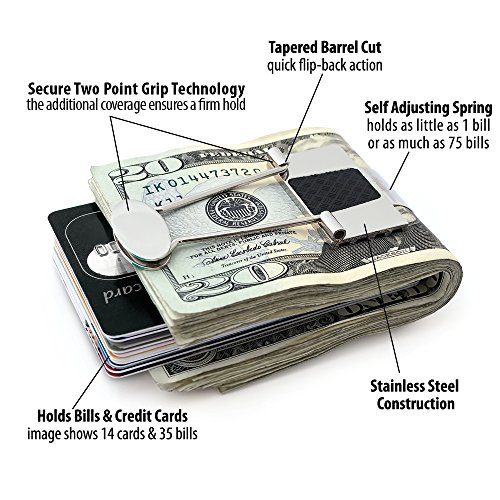 Image of Speidel Stainless Steel Ionic Plated Metal Money Clip for Men, Bill Binder Clip, Wallet, Credit Card Holder, Minimalist Slim Money Clip