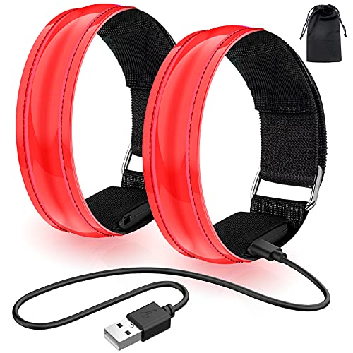 lanpard Running Led Armband Aufladbar Reflektoren-2 STK Leuchtarmband USB Reflektorband Reflective Band Led Armbänder Leuchtband Kinder Reflektorbänder für Joggen Laufen Sport