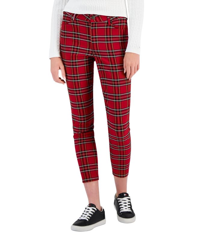 Tommy Hilfiger Womens Tartan Tribeca Ankle Pants Red Multi 16