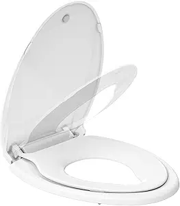 Elongated Toilet Seat with Built in Potty Training Seat, Potty Training Toilet Seat for Toddlers, Magnetic Kids Seat and Cover, Slow Close and Never Loosen, Fits both Adult and Child, White Elongated