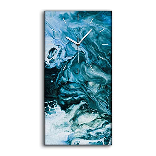 Toile murale abstraite 30x60cm horloge de créateur avec mains blanches