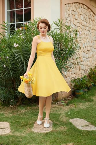 Image of Belle Poque Women's Spaghetti Strap Midi Vintage Tea Party Dress | Belle Poque Women's Spaghetti Strap Midi Vintage Tea Party Dress,A-line,Cocktail Dress,Graduation Homecoming Dress