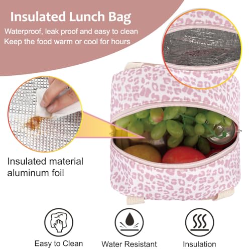 Girls Backpack Set for School Backpacks with Lunch Box Pencil Case 3 Piece Bookbags, Kids Elementary Teen Student Lightweight School Bag Set-Leopard Pink3