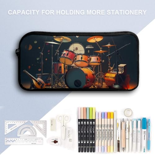 Music Drum Guitar Backpack Adjustable Shoulder Daypack Laptop Bag with Lunch Box and Pencil Case 3 in 1 Set4