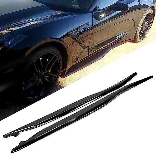 ECOTRIC Side Skirts Replacement Compatible with 2014-2019 Corvette C7 Stingray Z06 ZR1 Z51 Grand Sport 2 Door Coupe Extension Rocker Panels Guard Side Part Glossy Black