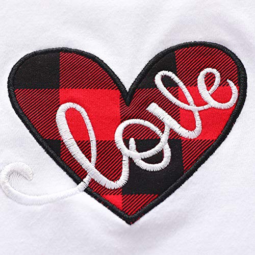 Mulmagni 3m-3Y Conjunto de saia xadrez de manga comprida com estampa de amor, Vermelho, 110