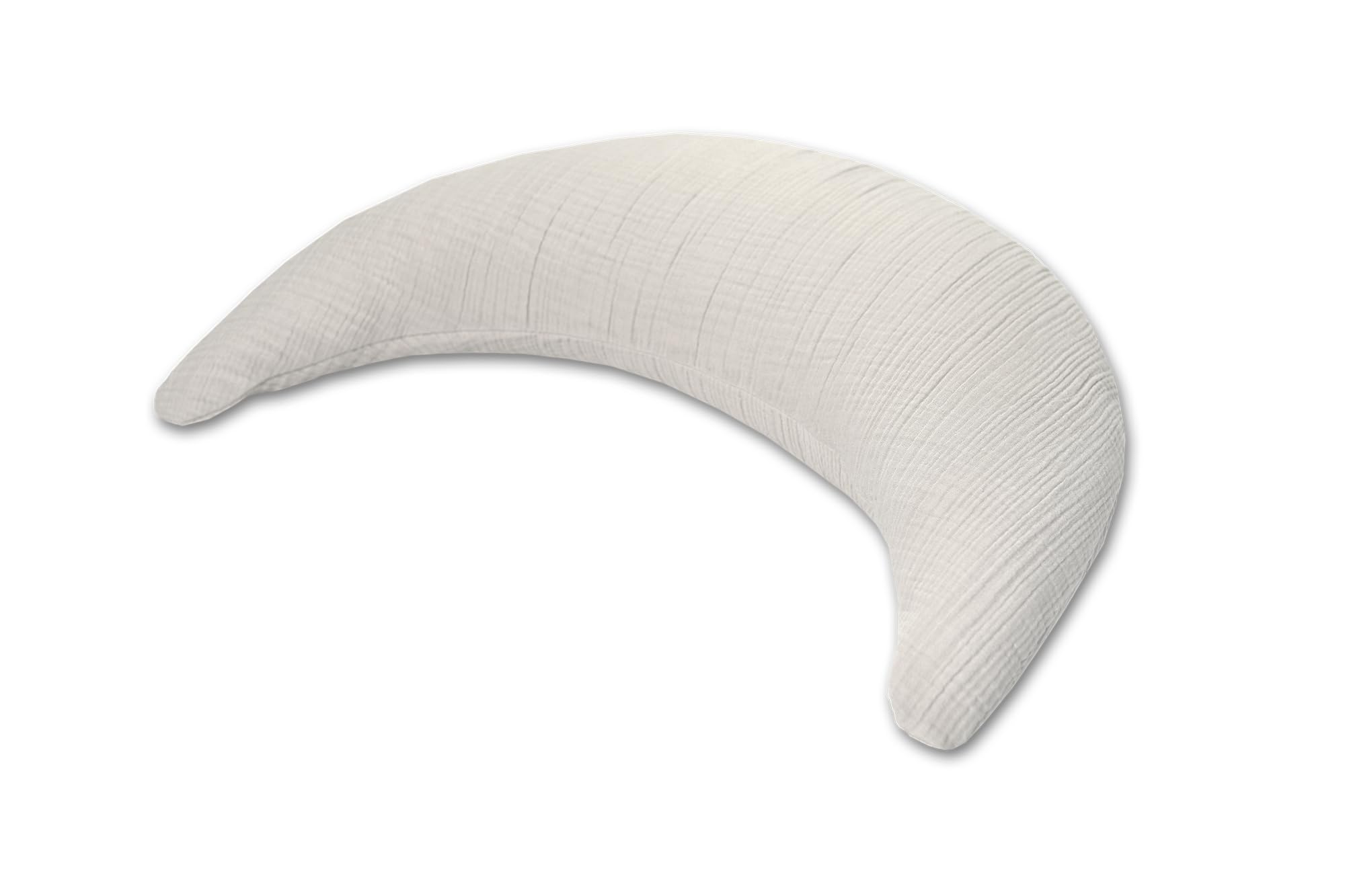 Theraline Musselinmond inkl. Bezug aus 100% Baumwolle, Stillkissen, Bauchstützkissen, Kuschelkissen, Reisekissen (Sandbeige)