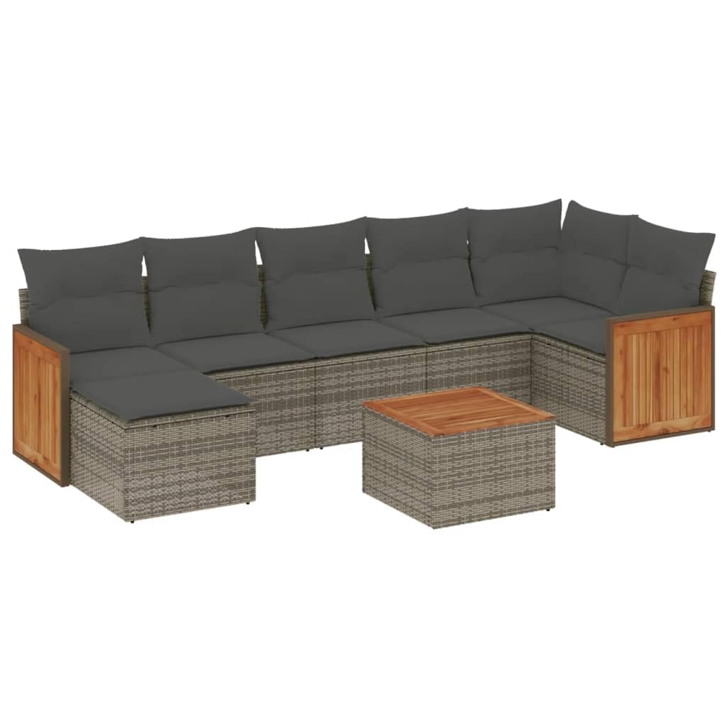 Set Sofas Jardin 8 Piezas Cojines Ratan Sintetico Gris