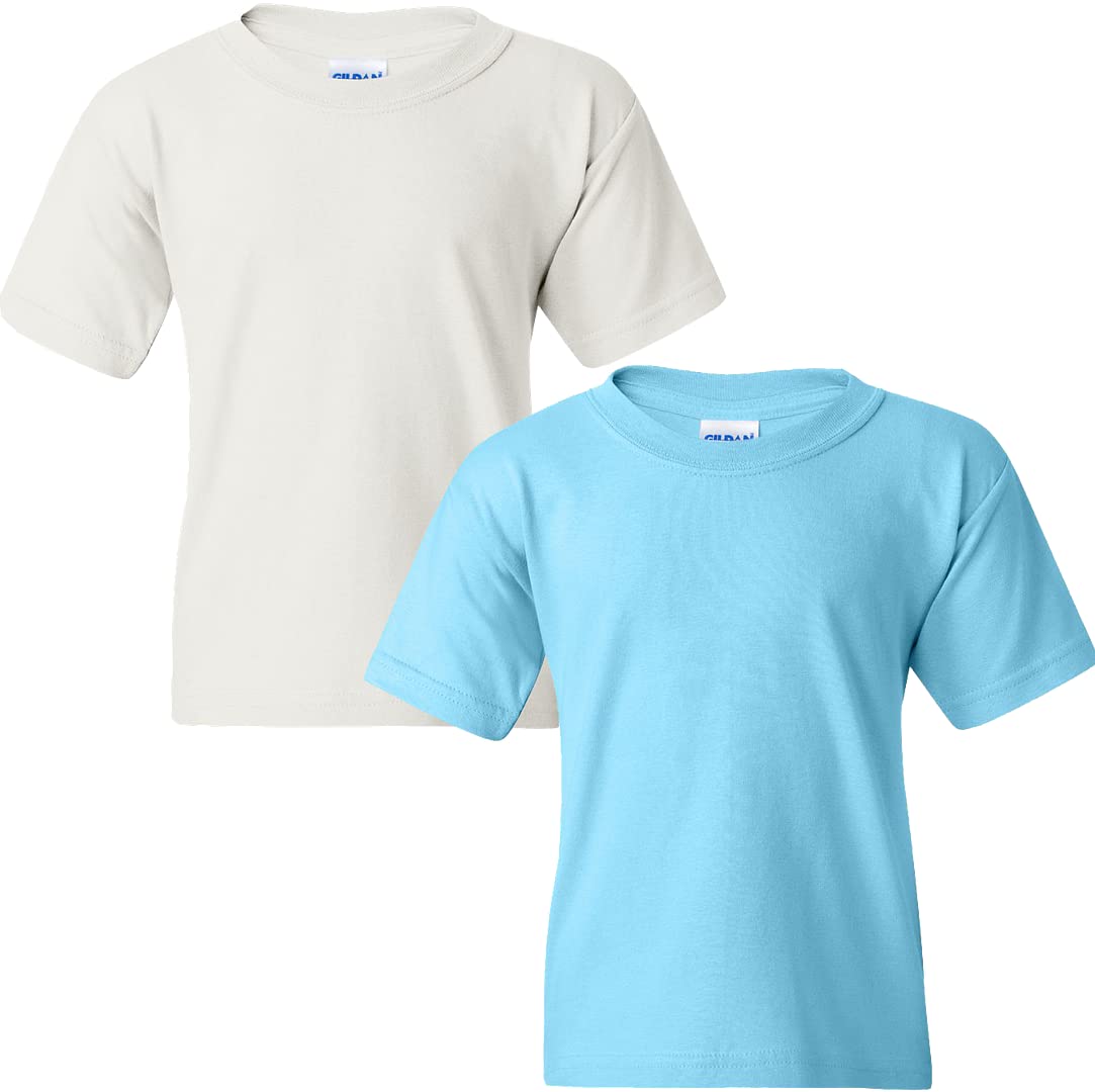 Gildan Lot de 2 t-shirts en coton épais pour enfant, style G5000B,