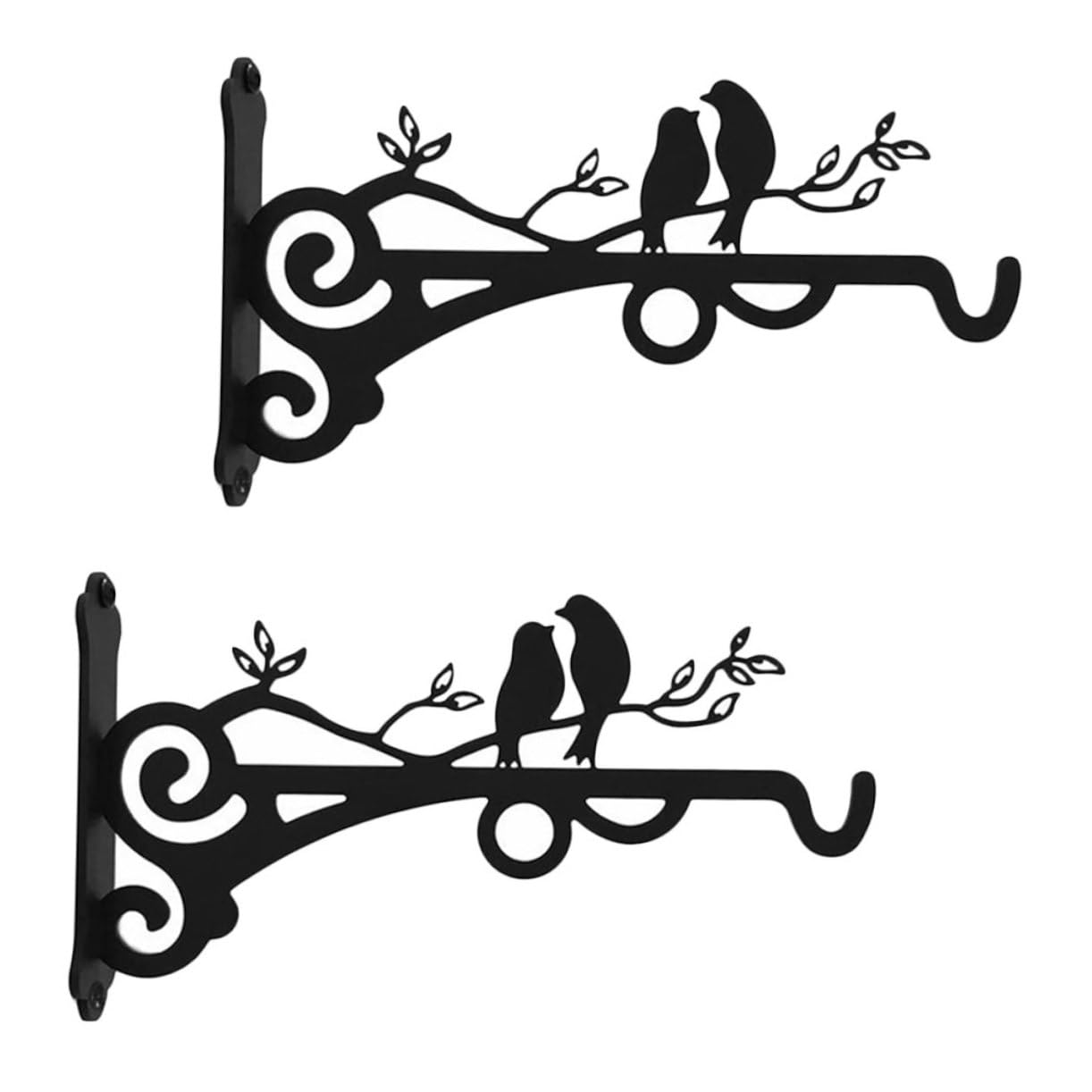 Ganchos para Colgar Cestas y Macetas de Hierro Negro, Soporte Resistente y Anticorrosivo para Balcón, Decoración Exterior 2 Piezas
