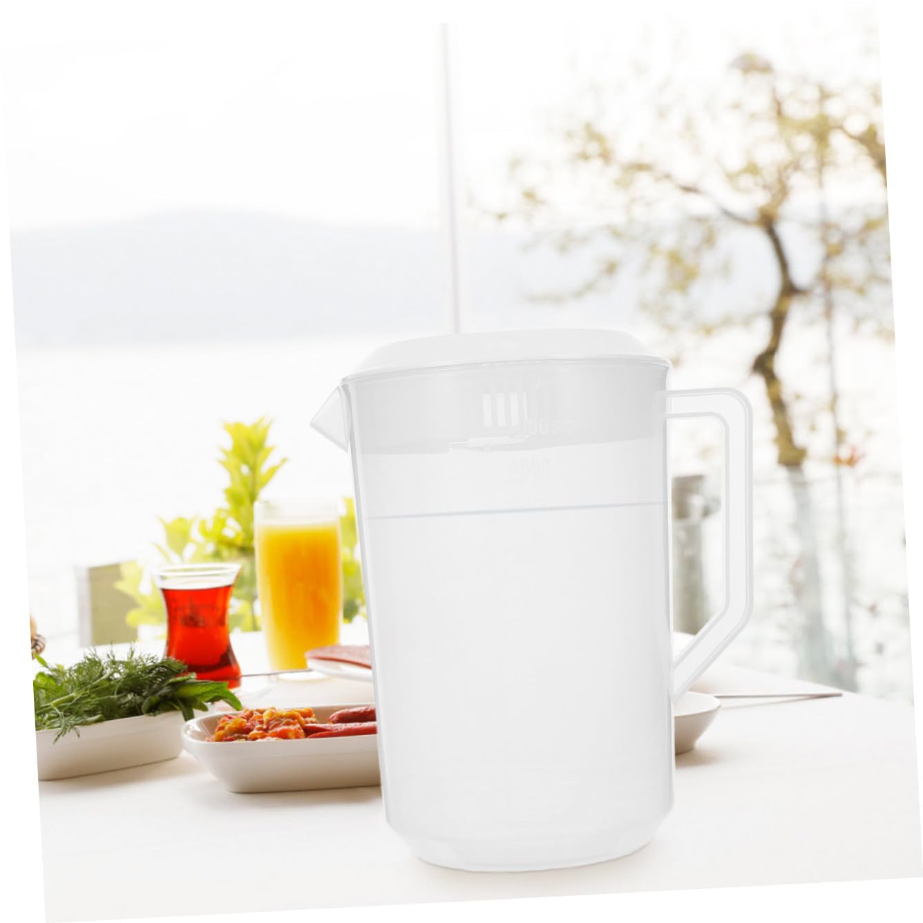 Kunststoff Wasserkrug mit Große Kapazität Kaltwasserkanne Bpa Frei Lebensmittelecht mit Deckel Hitzebeständig für Saft Eisgetränke und Milch Wiederverwendbar