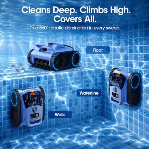 Image of Cordless Robotic Pool Vacuum for Inground Pools, Wall & Waterline Climbing