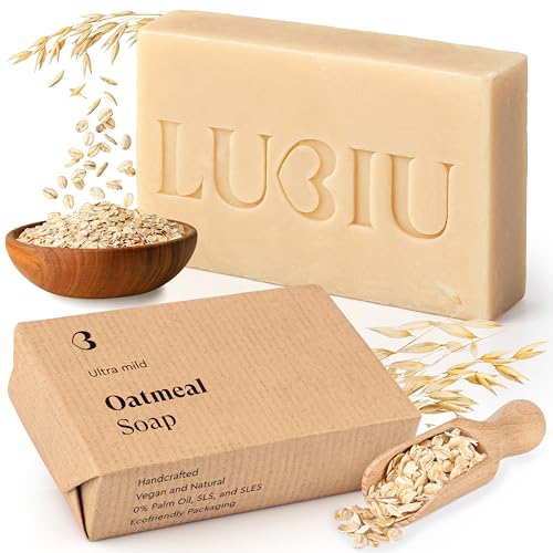 lubiu Jabón Avena - 100g Pastilla de Jabon Natural - Suave Jabon de Manos Pastilla Jabon Facial Natural y/o Jabon Cuerpo - Jabon Bebe Recien Nacido