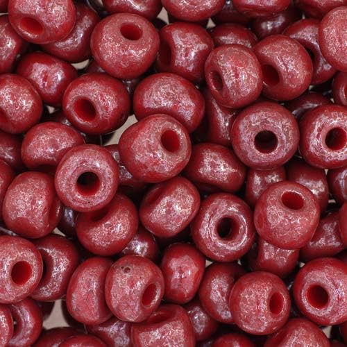 Czech Glass Seed Beads 1/0 (6.6mm Diameter) Rocaille Opaque Dark Red Luster DIY Jewelry Making Beads - 500g Bulk Bag by Preciosa (Jablonex)