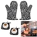 Ofenhandschuhe , 2 Ofenhandschuhe + 2 Topflappen, Kaminhandschuhe, 4 Stück Set Universalgröße Grillhandschuhe, Topflappen Kochhandschuhe für Küche Kochen Backen BBQ Grillen