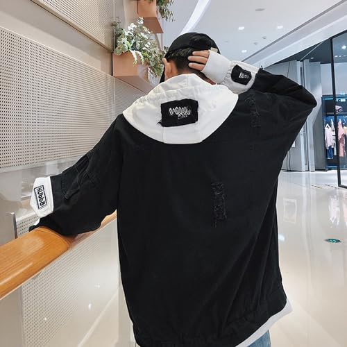 Anime Hoodie Denim Jacket Women's Ripped Long Sleeve Jean Trucker Jackets Girls Button Down Sweatshirt4