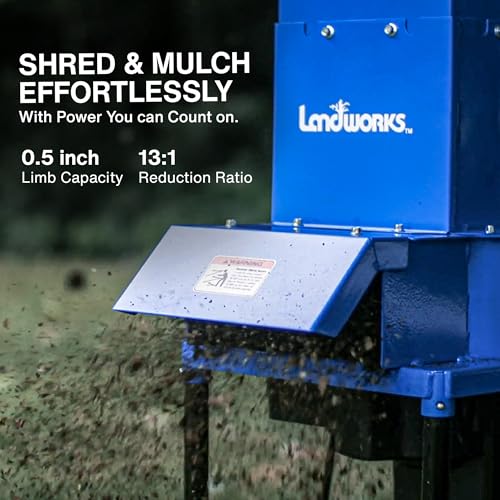 Landworks Leaf Mulcher Shredder Electric Green and Waste Management Heavy Duty 120V AC 11" Inch Cutting Blade .5" Inch Cutting Capacity for Leaves, Grass, & Clippings