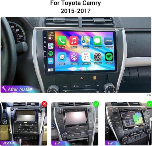 Image of 4 Core 10.2 Inch Double Din Car Radio for Toyota Camry 2015 2016 2017, 4+64G Android 14 Touch Screen Car Stereo with Wireless Carplay Android Bluetooth GPS AHD Backup Camera WiFi SWC FM Mirror Link