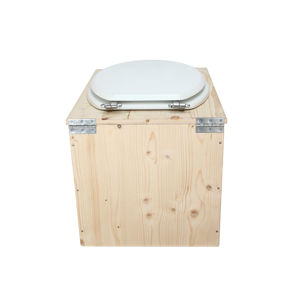 Toilette sèche en bois avec seau 18L - La blanche - Fabrication Française - N3
