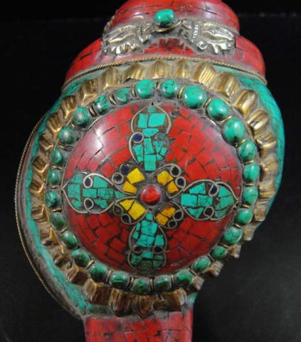 ◇チベット密教法具法螺貝（シャンカ）羯磨（カツマ）B6