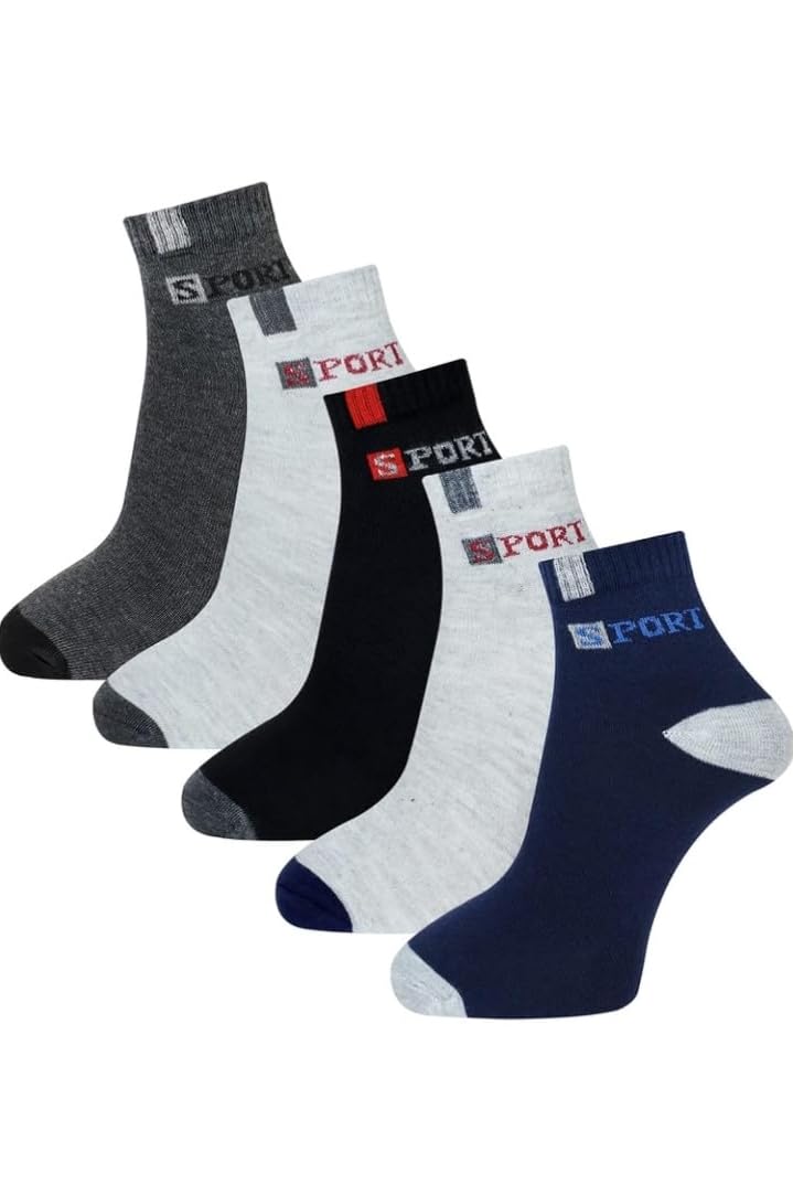 Trendy Men's Cotton Ankle Socks, Soft Breathable Stretchable, for Gym Office Travel Sports, 5 Pair (Sport sockes 5 pair_tm)-picture-13