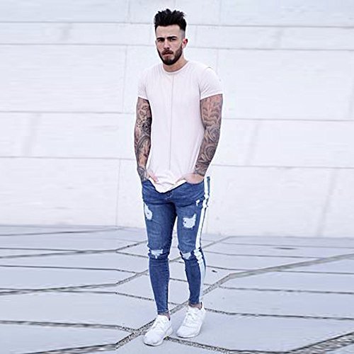 Ymosrh Work Pants for Men Denim Pants Distressed Ripped Freyed Slim Fit Zipper Jeans Trousers Khaki Pants Relaxed3