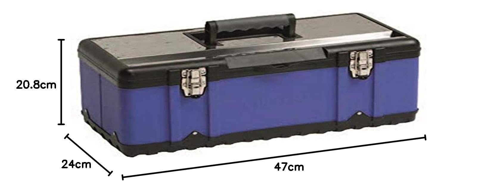 Alyco - Caja Metálica de Herramientas, Reforzada con Bandaja Interior, 470 x 240 x 200 mm - 183354