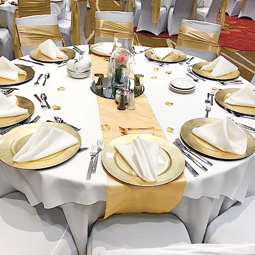 Pesonlook 15 Pack Satin Table Runners Champagne 12 X 108 Inch Long Table Runners For Rectangle Round Tables,Smooth Satin Table Runner For Wedding, Birthday Party Banquets Decoration #TOP7