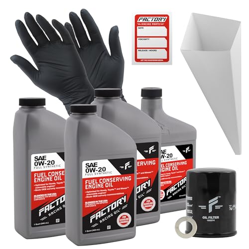 Factory Racing Parts Oil Change Kit Compatible With Honda Civic, Accord, Clarity Hybrid, CR-Z, CR-V, Fit, HR-V, Insight – Includes 3.5 Quarts of SAE 0W-20 Full Synthetic Oil