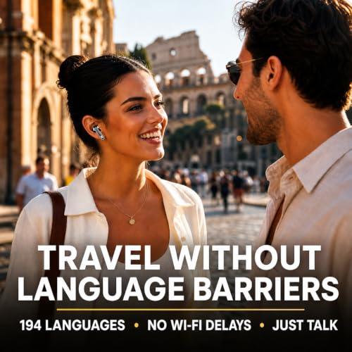 Image of AI Translation Earbuds Real Time - 194 Languages Translator Earbuds with Active Noise Cancelling, No Subscription, 40H Battery in-Ear Bluetooth 6.1 Headphones, Audifonos Traductores Ingles Espanol