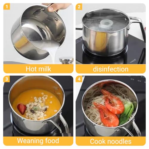 Pot chauffe-lait 2400 ml casserole inox pour sauce et nouilles