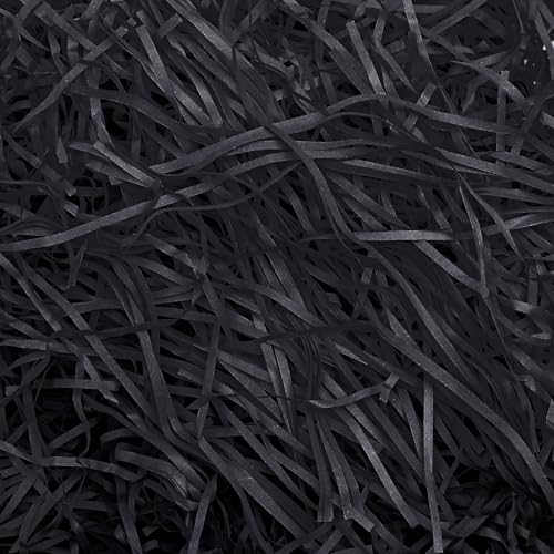 MARFOREVER 200g/7oz Black Crinkle Shredded Paper Filler for Gift Basket Bag