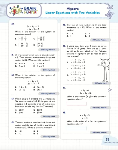 Math Practice Workbook Grades 6-8: 1000+ Questions You Need to Kill in Middle School by Brain Hunter Prep (Arithmetic, Algebra, Geometry, Measurement, ... more in Kill It Series by Brain Hunter Prep) - Image 7