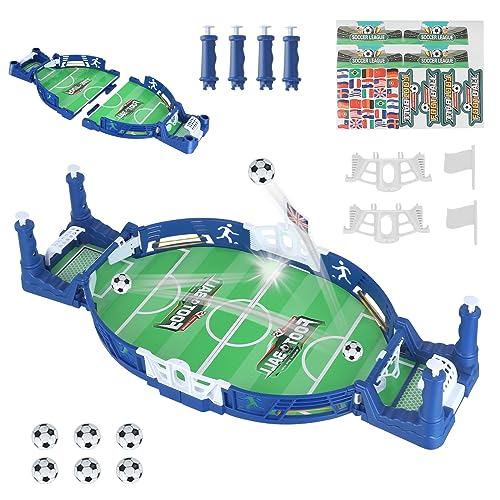 Mini Tischkicker mit 6 Fußbällen, Tisch Fußball Spiel, Table Football Game, Innen Interaktives Tischfußballspiel, Desktop Spielzeug Tischfußballspiel Geschenk für Kinder Erwachsene Interaktive