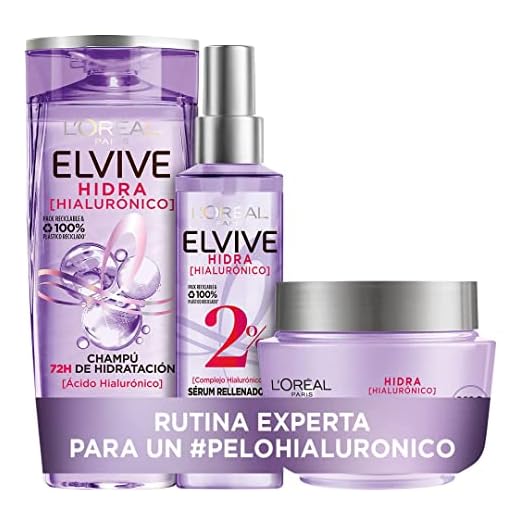 L'Oréal Paris Hidra Hialurónico Cofre Champú 72h Hidratación y Mascarilla 72h Hidratación Intensiva y Sérum Rellenador