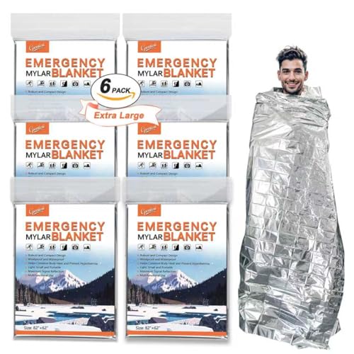 CPOMIENI 6 Pack - Large 82” x 62” Survival Emergency...