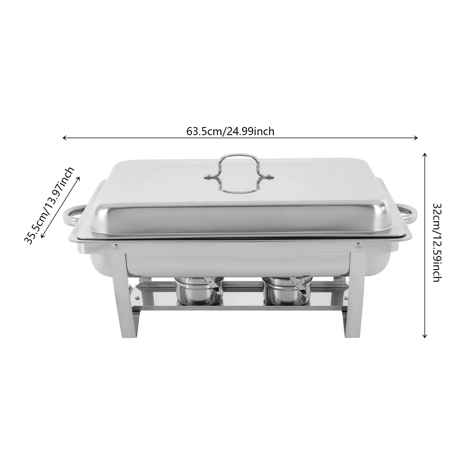 Set di Riscaldavivande per Buffet Set da buffet con scaldavivande in acciaio inox 410 a 3 scomparti riscaldamento/raffreddamento a combustibile solido regolabile, ideale for matrimoni/feste
