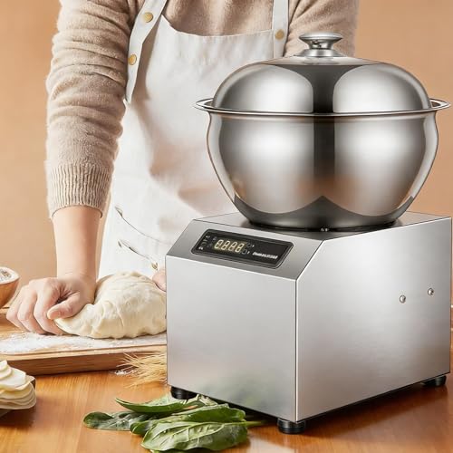 lealovengzh Amasadora Espiral EléCtrica Comercial 8kg/17,6lb, 1800 W, 1400 RPM,con Doble RotacióN, Pantalla Digital Y Desmontable, Ideal para PanaderíA, Restaurantes, Pizzas, Masa Pan Y DoméStico.