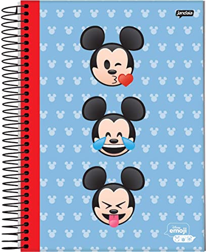 Caderno Espiral Univ CD 1 Matéria 80 Fls Disney Emoji Mickey Jandaia