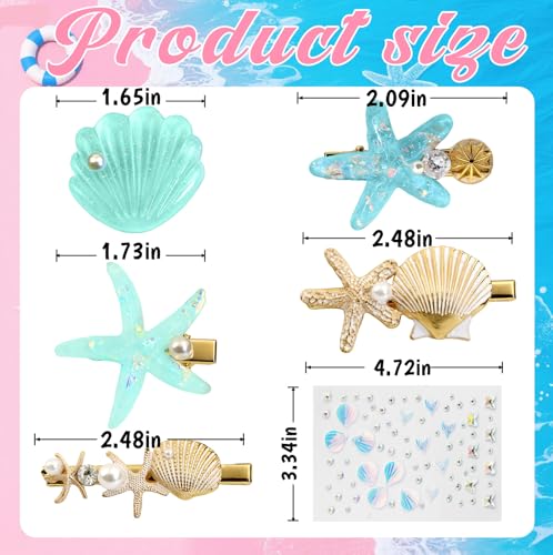 Pinza para cabello con diseño de sirena y pegatinas miniatura 4