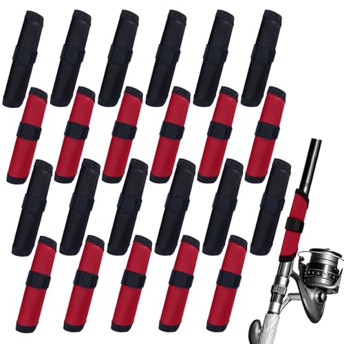 Bookiq 24 Pcs Fishing Lure Covers Protector Fundas para Anzuelos de Cañas de Pescar, 12 Rojo y Negro, 6 Pulgadas