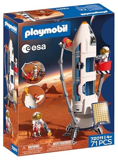 PLAYMOBIL Space Esa Cohete de investigación a Marte| Cohete Modular con Plataforma de Lanzamiento y 2 astronautas | Juguete para niños a Partir de 4 años | 72011 | Ya disponible en tu tienda friki favorita! En mundofriki.es!