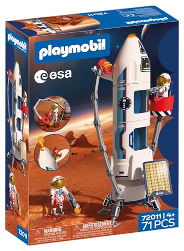 Playmobil Space Fusée de Recherche martienne de l'ESA, Fusée modulaire avec Rampe de Lancement et 2 astronautes, Jeu Spatial de Haute qualité, À partir de...