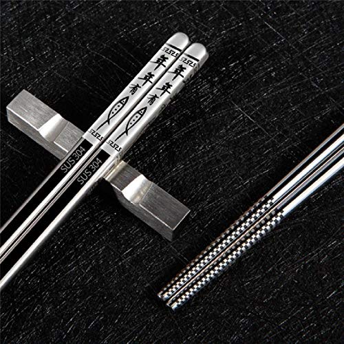 4 paires/acier inoxydable Chopstick Set Métal chinois Argent Enfant Chopsticks for les enfants Sushi nourriture Sticks Arts de la table (Color : Rose Gold)