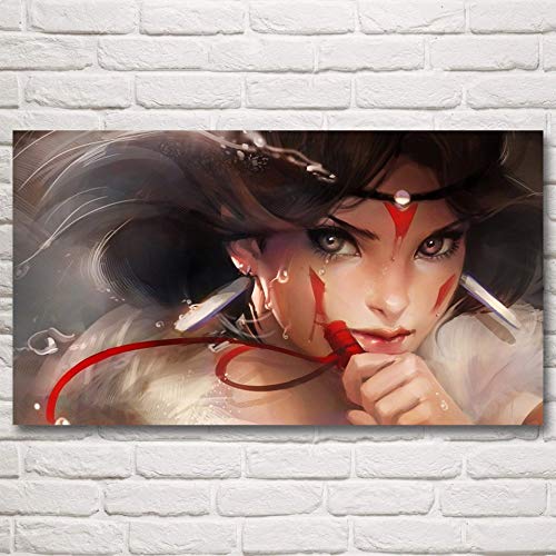 wZUN Lienzo Hayao Miyazaki Anime Anime Princesa Mononoke Bosque Arte Seda Carteles e Impresiones decoración del hogar Cuadro de Pared para la Vida 50x70cm