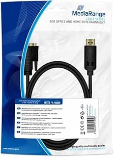 MediaRange MRCS131 - Cable de conexión DVI a DisplayPort™, contactos Dorados, DVI-D Hembra (24 + 1 Pines), Conector DP, 2,0 m, Color Negro